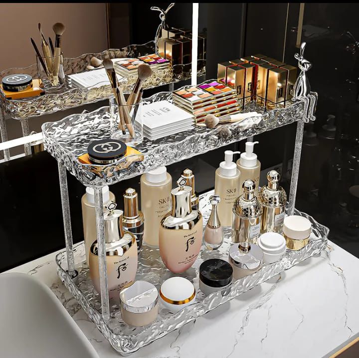 2-Tier Acrylic Multi-Function Storage Rack – Standing Organizer for Cosmetics & Household Items thumbnail 4