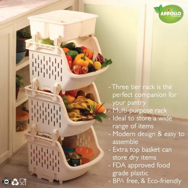 3-Tier Multipurpose Kitchen Rack – Space-Saving & High Quality