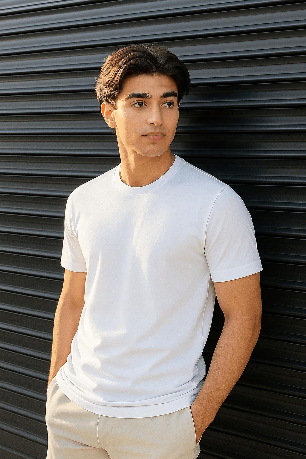 Men’s Cotton Plain Round Neck T-Shirt – 1 Pc