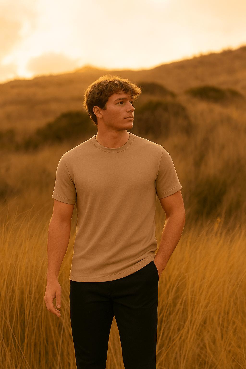 Men’s Cotton Plain Round Neck T-Shirt – 1 Pc