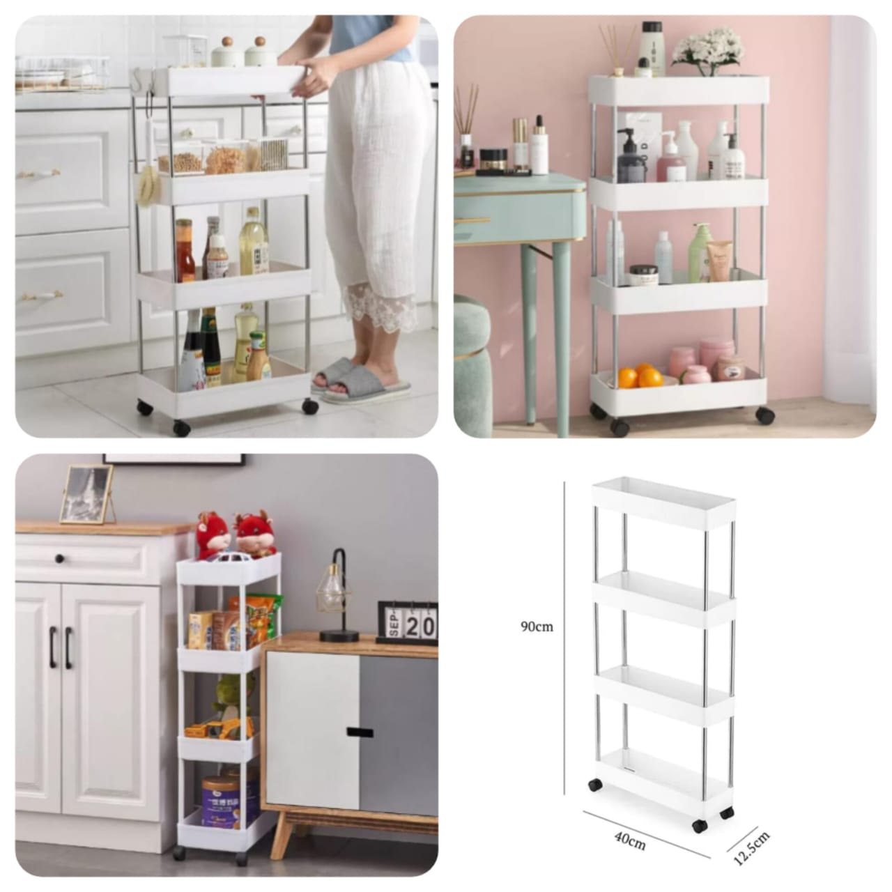 4-Tier Slim Trolly 