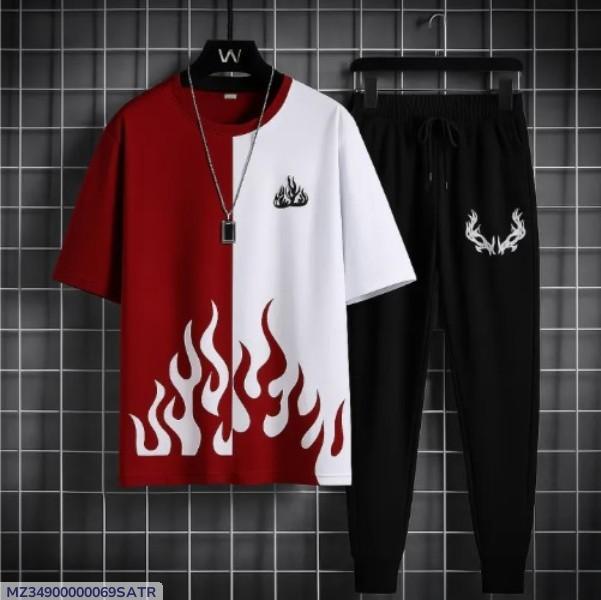 2 Pcs Men's Polyester Printed Track Suit