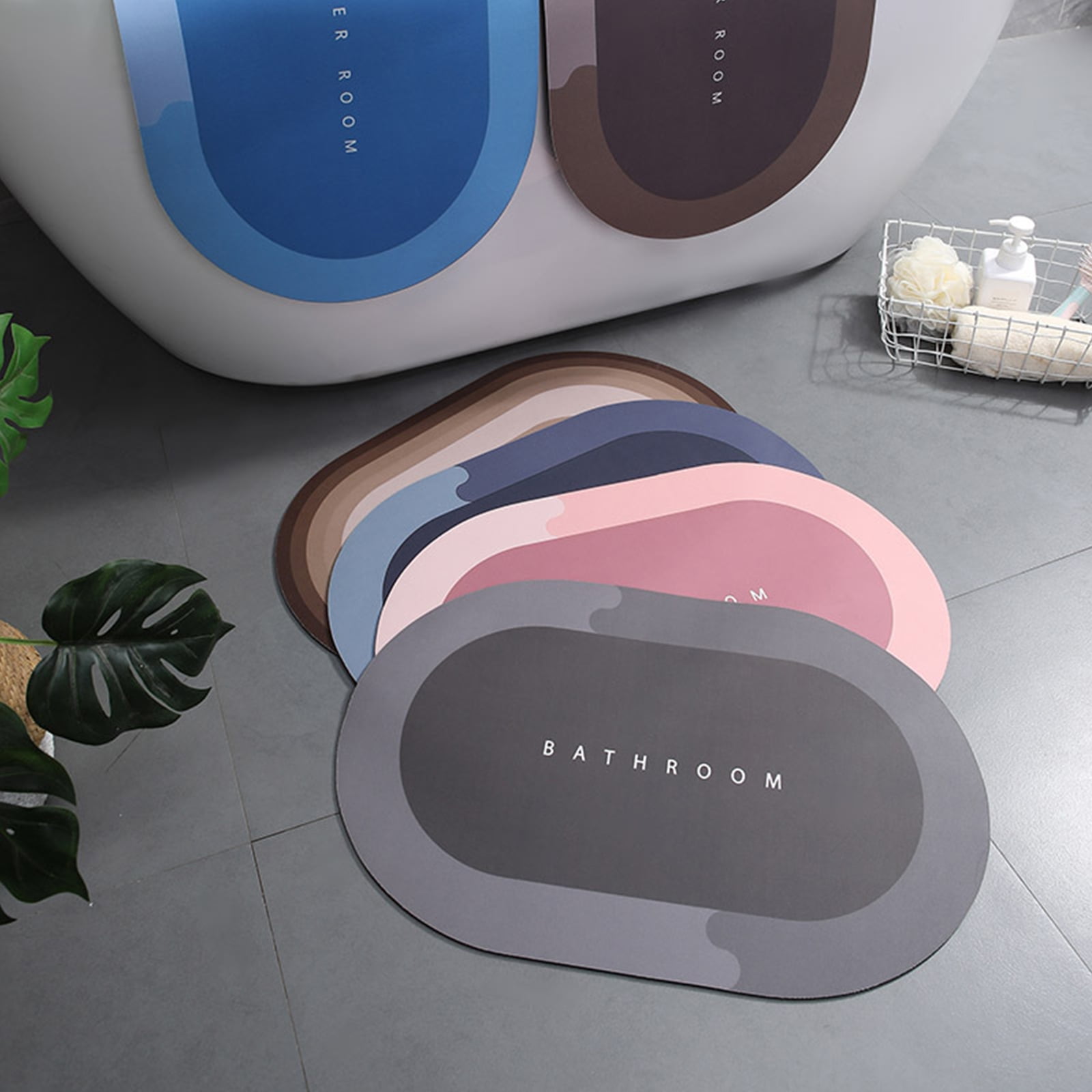 Bath Mat – Water Absorbent, Non-Slip, Oval Shape | Random Colors | BLUEMOON GADGETS