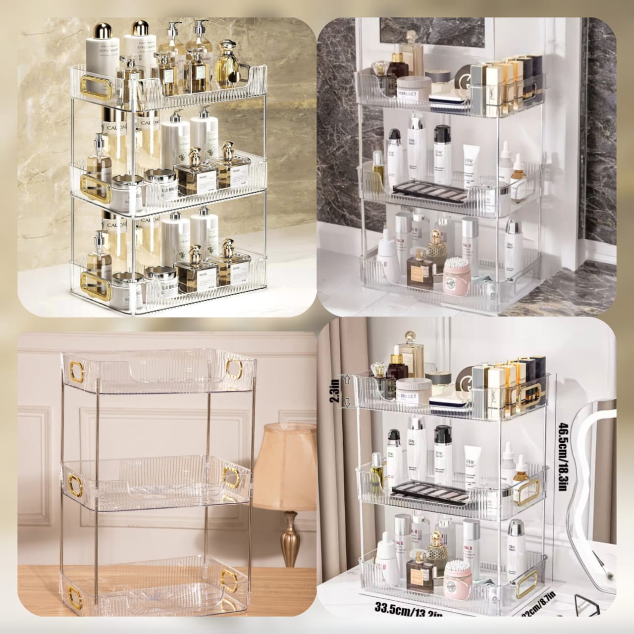 Acrylic 3-Layer Desktop Trolley – Sleek & Organized
