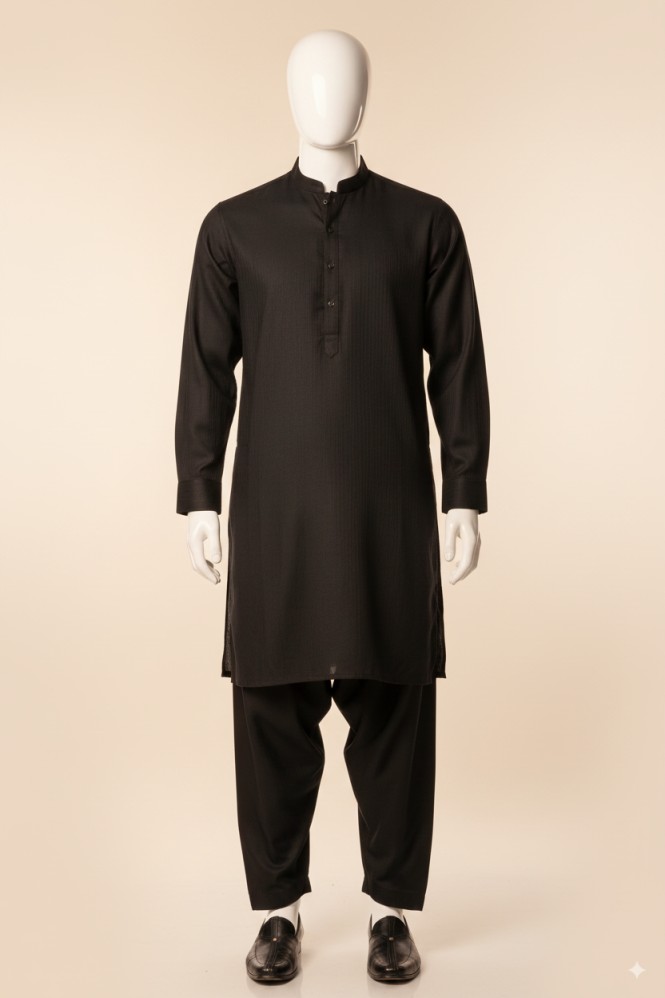 2 Pcs Men’s Stitched Wash And Wear Plain Shalwar Kameez