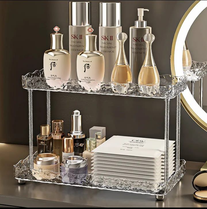 2-Tier Acrylic Multi-Function Storage Rack – Standing Organizer for Cosmetics & Household Items thumbnail 3